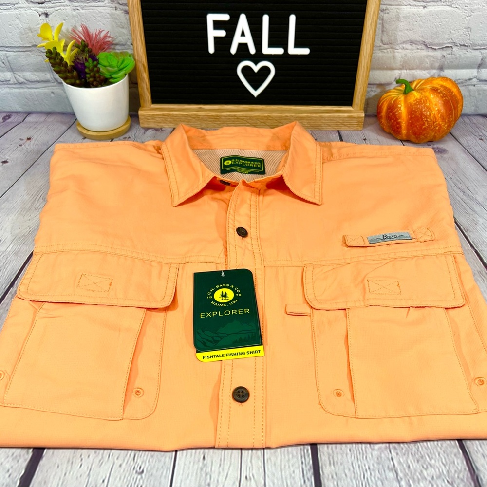 GH BASS & CO Explorer Short Sleeve Fishtale Fishing Shirt-NWT